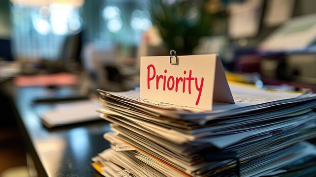 Organizing work tasks with priority sticky note office environment high fidelity image close-up view productivity concept