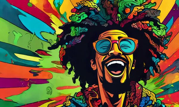 rasta man funny colorful cartoon illustrated animation