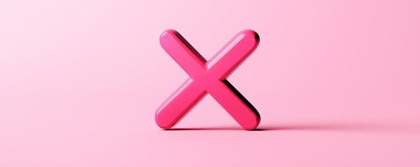 Obraz premium Pink cross symbol on a soft pink background.