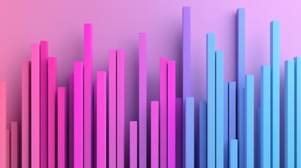 Colorful bar graph with pink and blue tones against a gradient background.