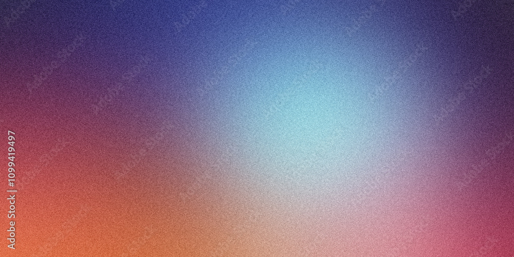 Poster gradient abstract background with a textured, grainy effect fading from orange to blue and purple