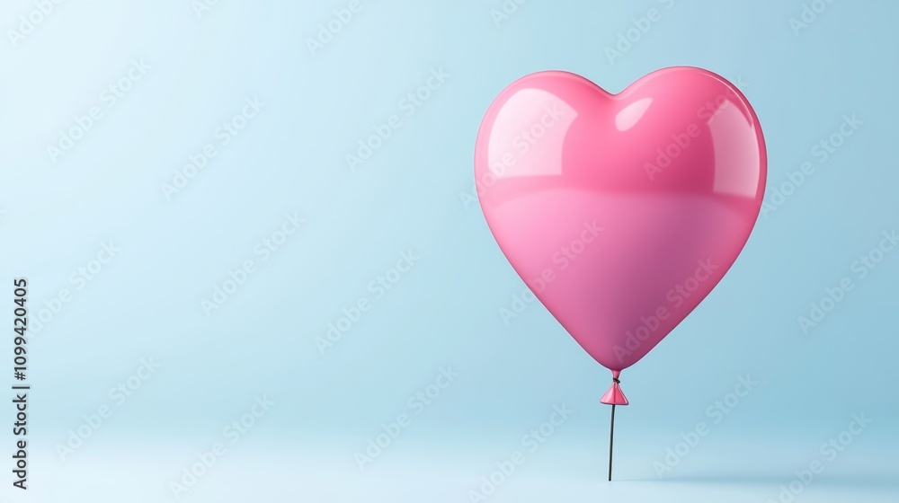 Aufkleber a pink heart balloon with a long string attached to it. the balloon is floating in the air and the s