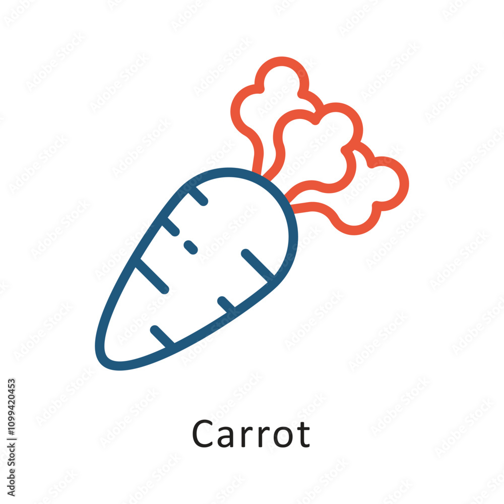 Poster carrot vector two color outline icon. eps 10 file