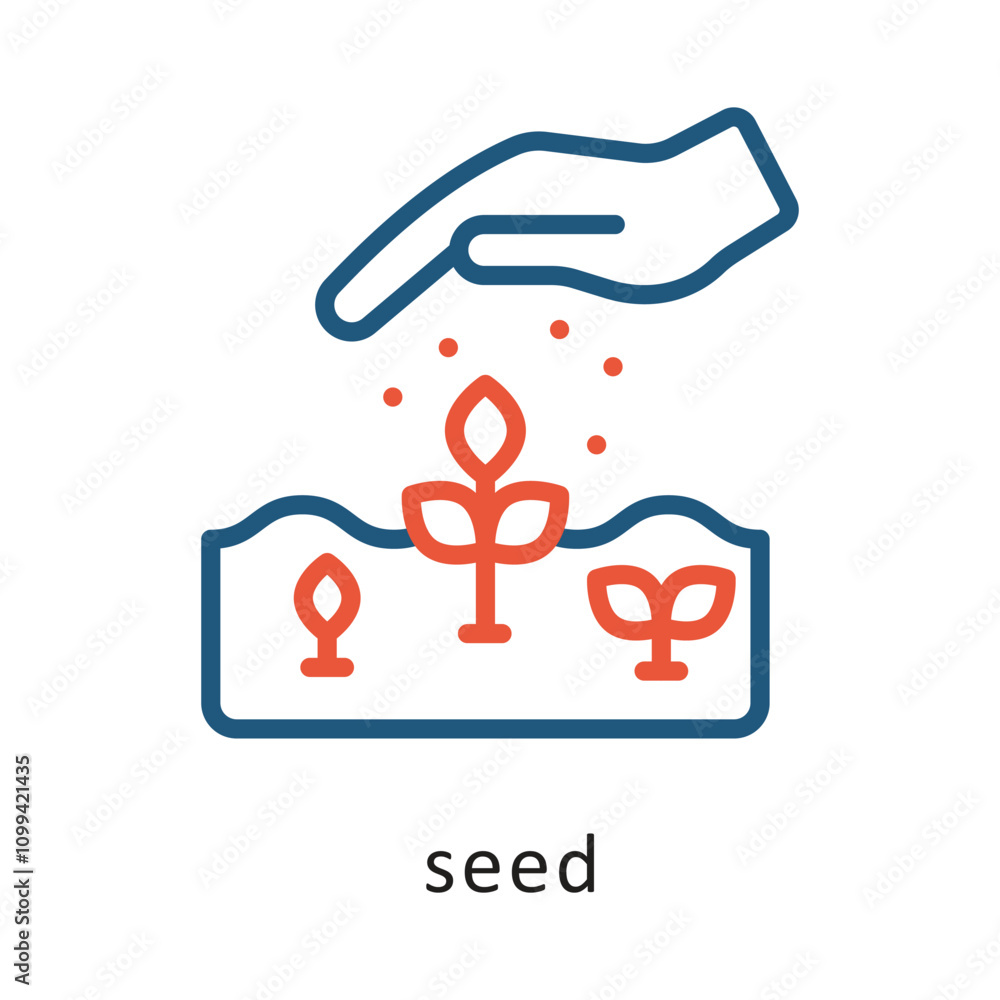 Poster seed vector two color outline icon. eps 10 file