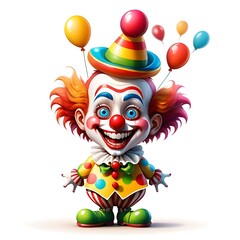 Fototapeta premium Cute cartoon clown on white background 