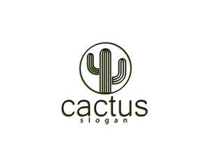 creative cactus with line concept logo design