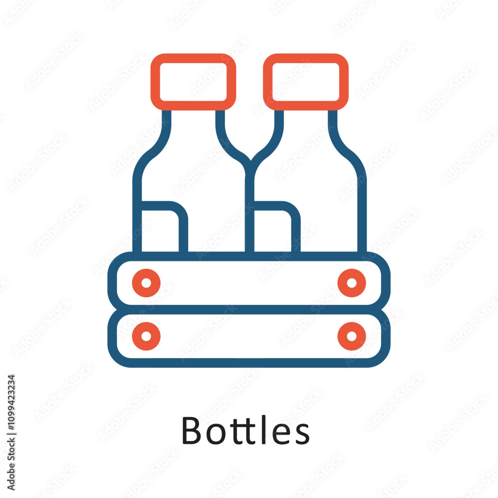 Poster Bottles Vector Two Color Outline Icon. Eps 10 file