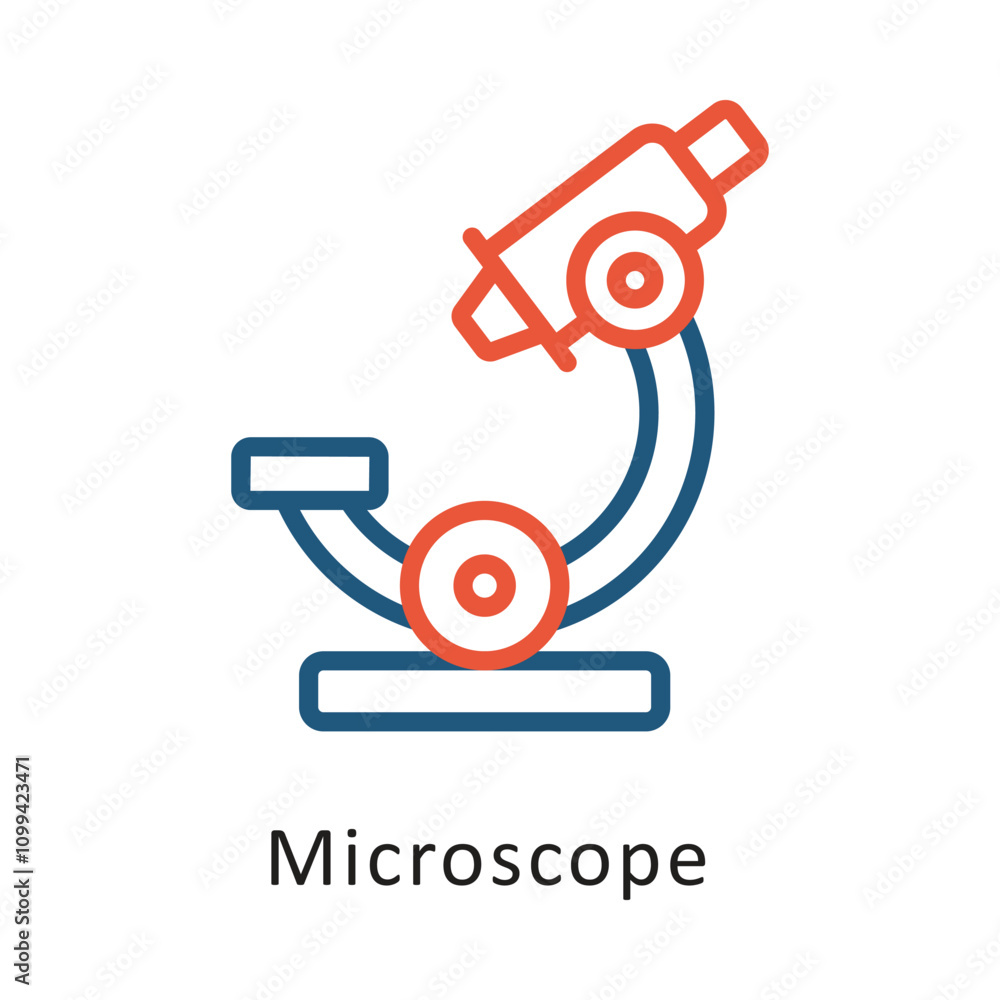 Poster microscope vector two color outline icon. eps 10 file