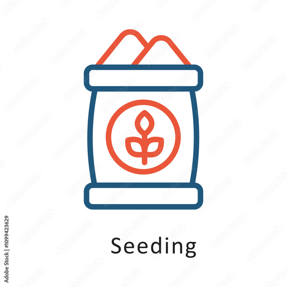 Poster seeding vector two color outline icon. eps 10 file