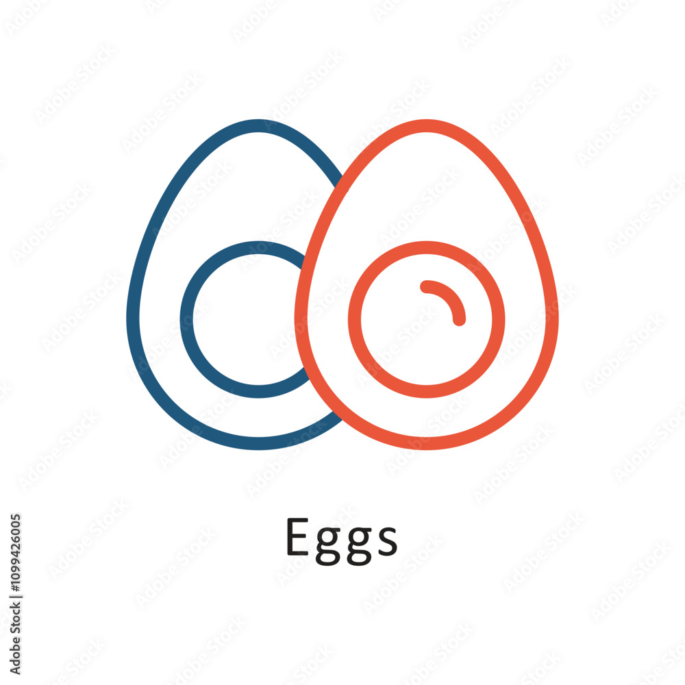 Poster eggs vector two color outline icon. eps 10 file