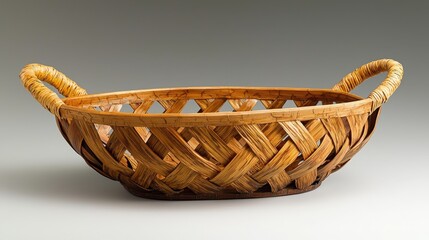 Fototapeta premium Artisan crafting bamboo leaves woven basket artisan workshop handmade natural setting close-up eco-friendly design