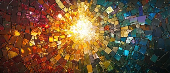 Obraz premium Colorful mosaic with a radiant center.