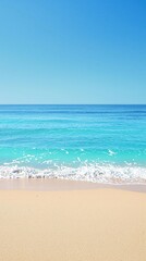 Gentle lapping of blue ocean waves against a sandy shore, sandy coastline, calm atmosphere, water features, beach scenes,