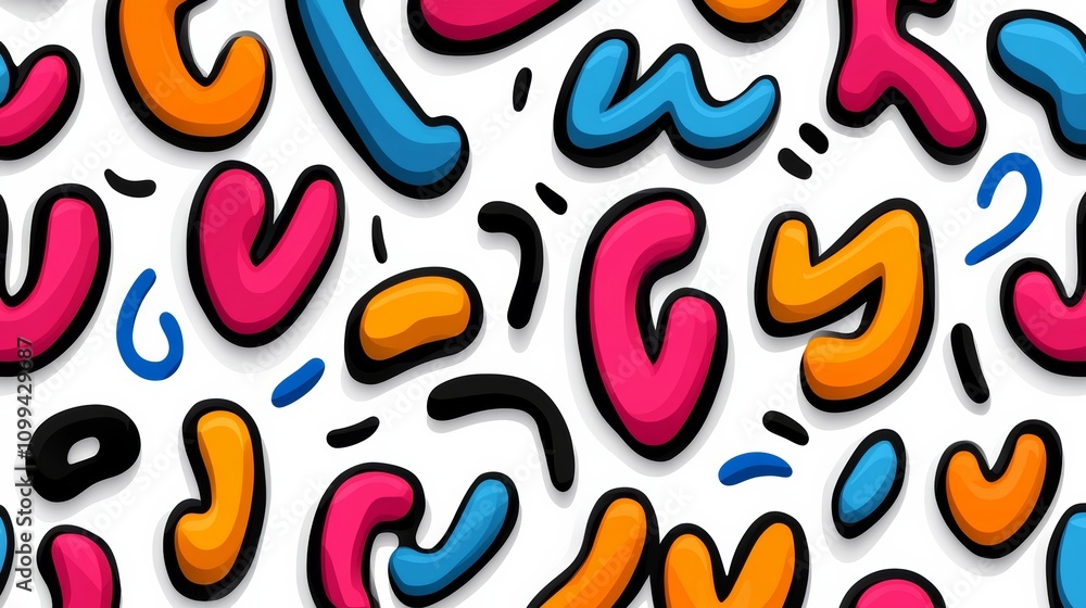 Poster a colorful pattern of squiggles and curves with the letters c, g, and x. the pattern is made up of d