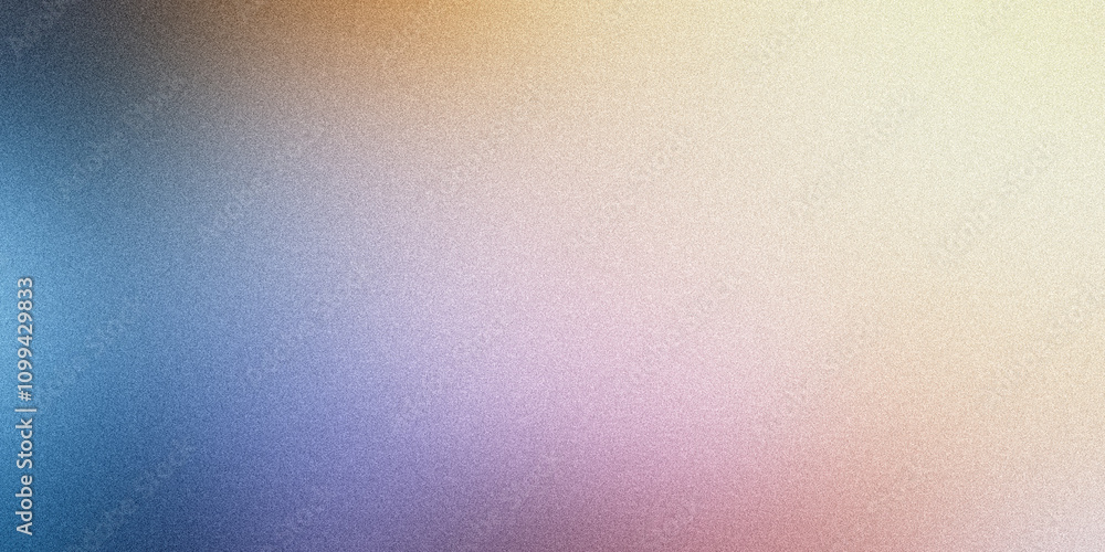 Poster soft and textured effect created by a grainy gradient background fading from blue to pink and yellow