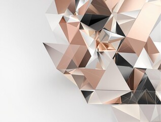 Obraz premium Geometric pattern of triangles in different metallic colors and sizes, geometric patterns, abstract art