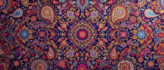 Paisley print with intricate details and colorful textures, earthy tones, intricate details, hippie decor, textile designs, bohemian style
