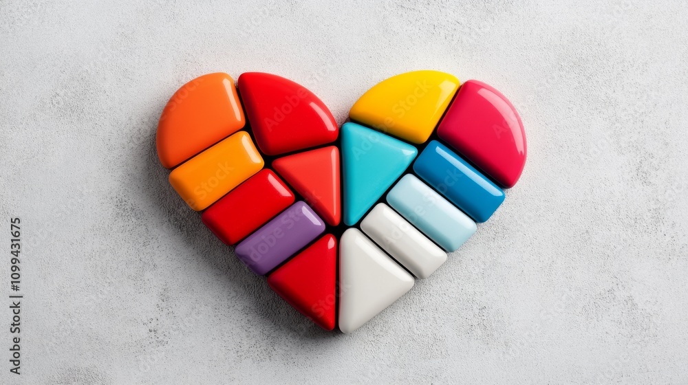 Aufkleber a colorful heart made of different colored blocks. the heart is made of many different colored block