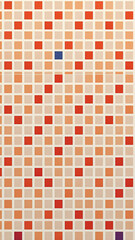 Minimalist abstract design featuring repeating patterns of small squares in different shades of red, blue, and yellow, graphic, blue, simple, abstract, pattern