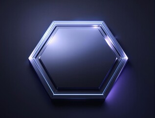 Modern metallic hexagonal shape with subtle holographic effect, soft, minimalist