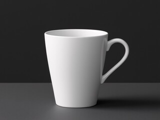Obraz premium Simple ceramic cup with white coating and handle, displayed upright on plain background for product or branding design, suitable for mockup design