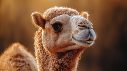 Obraz premium Close up Portrait of a Majestic Arabian Camel in the Desert Landscape