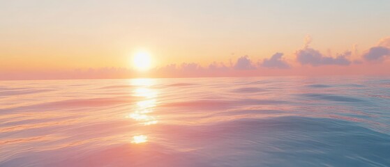 Obraz premium Serene sunset over calm ocean waters.