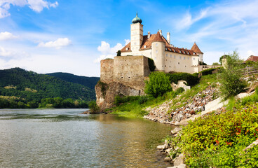 The medieval Schonbuhel castle, built on a rock on Danube river is a main historical landmark and...