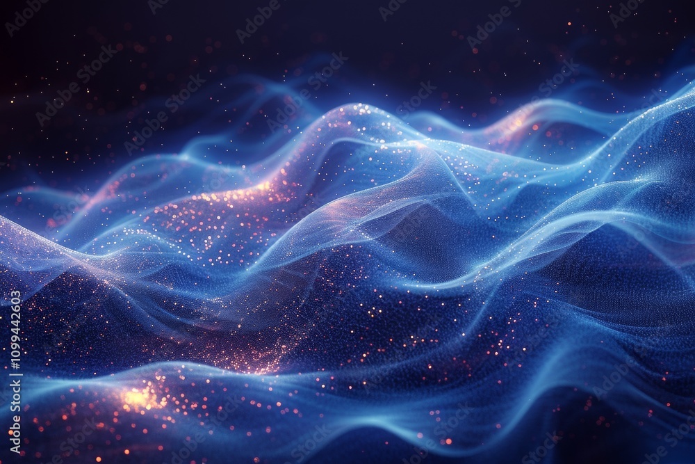 Aufkleber captivating abstract wave lines in blue a modern light technology background with space for text