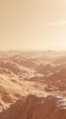 Naklejka premium landscape photograph of a warm beige rocky terrain with hills and valleys, panoramic shots., natural scenery