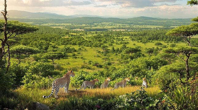 Pattern of leopards in the wild with seamless backgrounds showcasing the animals' camouflage abilities, texture pattern, feline pattern., spot design, jungle theme