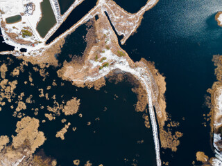 Fototapeta premium Aerial View of Interconnected Waterways and Land Formations
