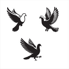 Obraz premium Elegant Dove Silhouette in Flight - Clean Vector Art on White Background