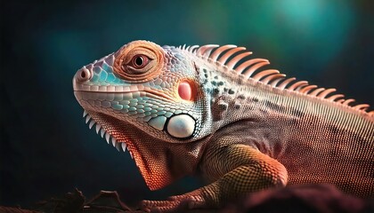 Fototapeta premium Close-up of a lizard with vibrant head 