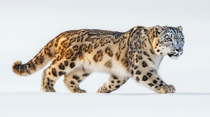 Obraz premium Majestic Spotted Feline Stalking in the Snowy Wilderness