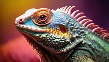 Obraz premium Close-up of a lizard with vibrant head 