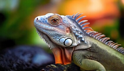 Obraz premium Close-up of a lizard with vibrant head 