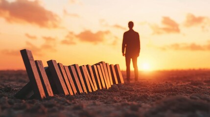 Sunset reflection a solitary figure amidst nature's splendor beachside landscape tranquil environment perspective of isolation
