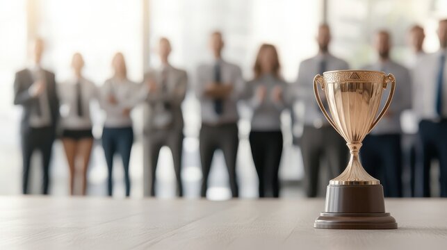 Celebration of achievement corporate award ceremony modern office event professional setting close-up view recognition of excellence