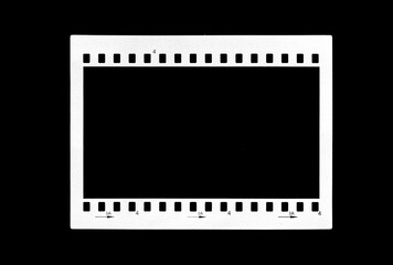 white celluloid photo film strip on black background