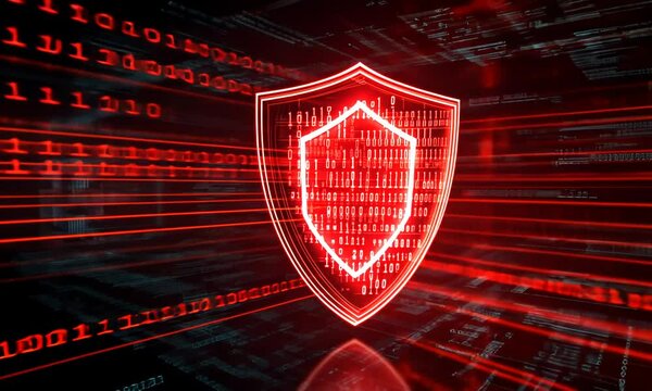 Dynamic Digital Shield Representing Cybersecurity with Binary Code and Speeding Data Streams in a Futuristic Environment