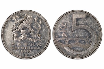 2015 Czech Republic 5 koruna coin close-up
