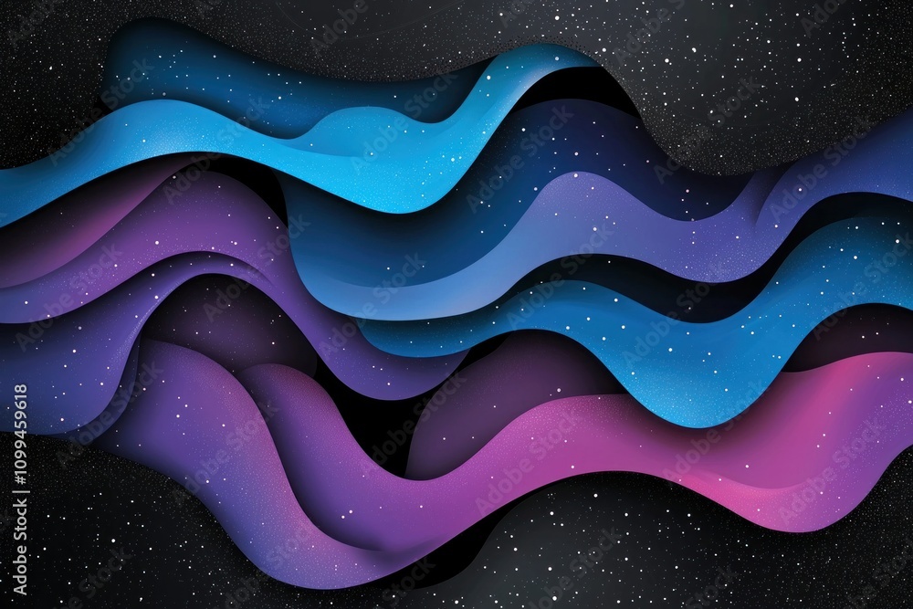 Poster dynamic wave patterns in a cosmic space abstract art digital graphics vibrant colors modern design v