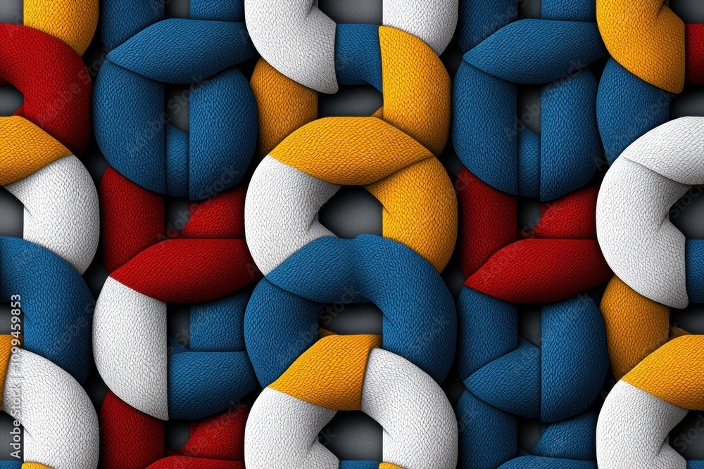 Poster creative textile art event showcasing colorful patterns studio setting digital artwork modern design