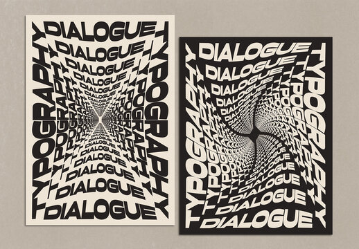 Bold Typography Poster Design Layout with Stacked Distorted Text