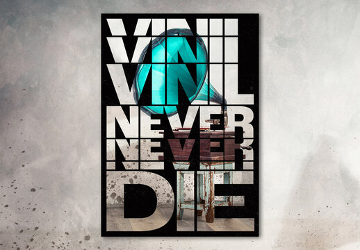 Stacked Typography Poster Design Layout with Image in Text