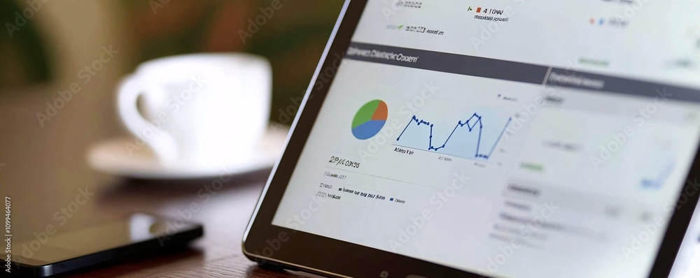 Poster professional workspace with a focus on website marketing and ranking performance metrics in a clean 