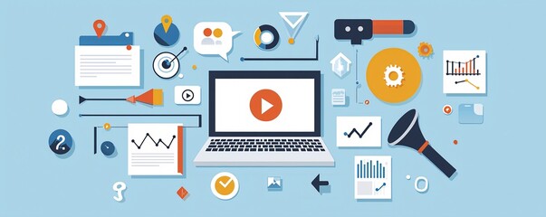 Fototapeta premium Professional workspace with a focus on website marketing and ranking performance metrics in a clean design