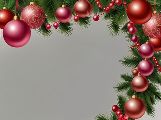 christmas background with balls and fir branches