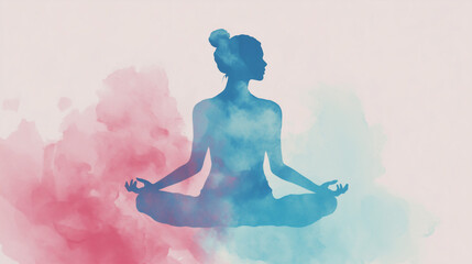 The feeling of well-being given by meditation or mindfulness practices. Simple painting of serenity with pink and blue colors